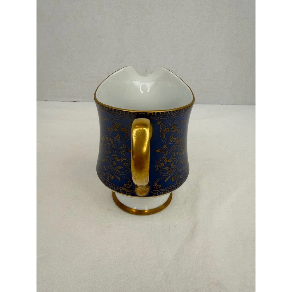 Sango China Aristocrat 3690 Creamer Pitcher Cobalt Blue Gold Filigree‎ Japan
